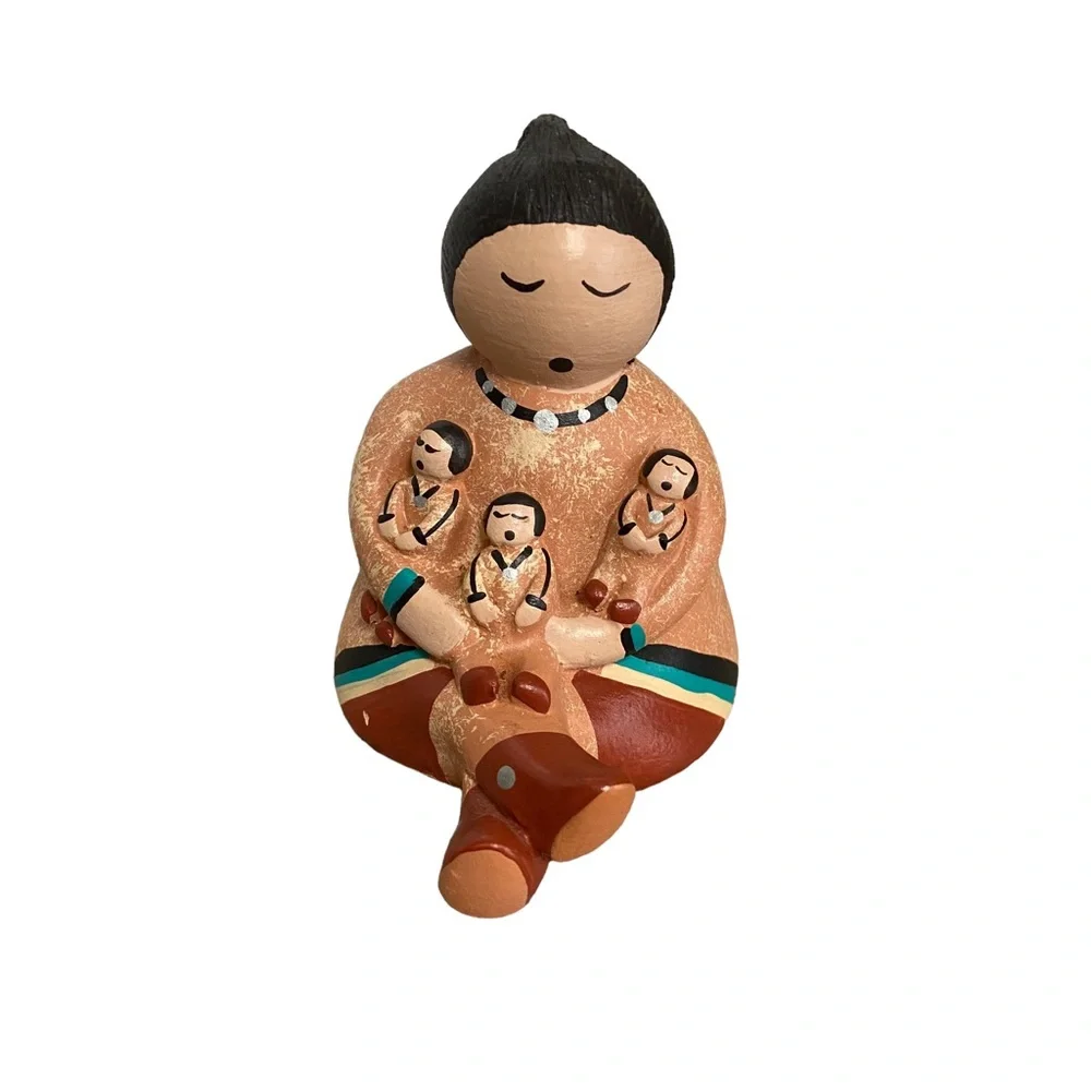 Hand-Painted Storyteller and 3 Children Whitefeather Studios Arizona